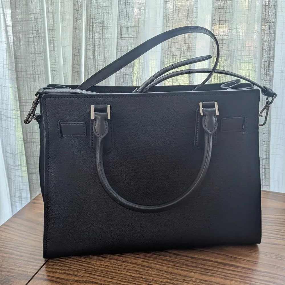 MICHAEL KORS HAMILTON MEDIUM CROSSBODY SATCHEL HANDBAG LEATHER BAG (BLACK) - Picture 7 of 7